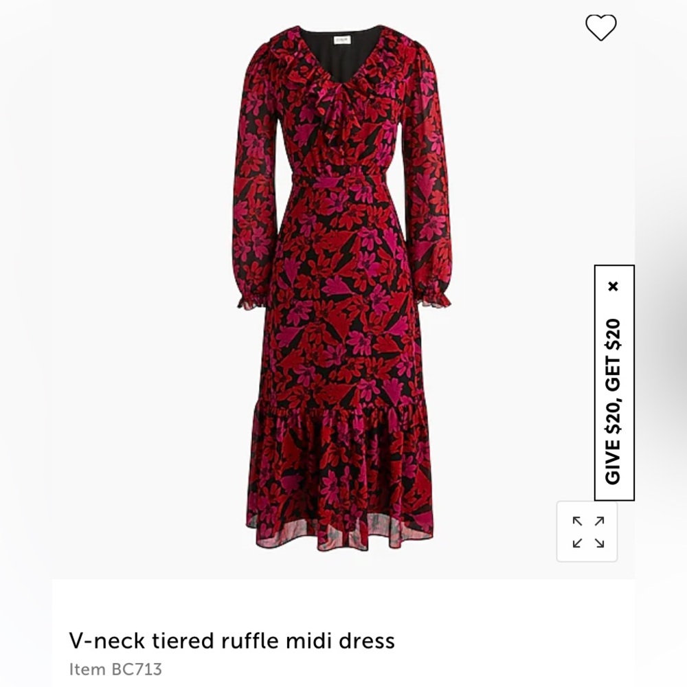 J.Crew V-neck Tiered Ruffle Midi Dress